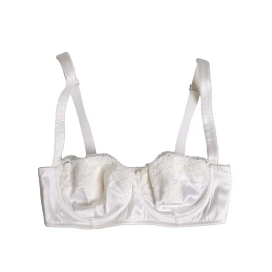Dolce & Gabbana white silk underwired balconette bra with lace