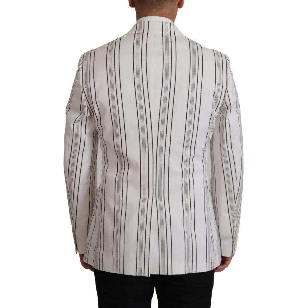 Dolce & Gabbana White Stripes Cotton Single Breasted Blazer