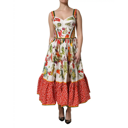 Dolce & Gabbana hvid grøntsager ærmeløs kjole med frugtprint