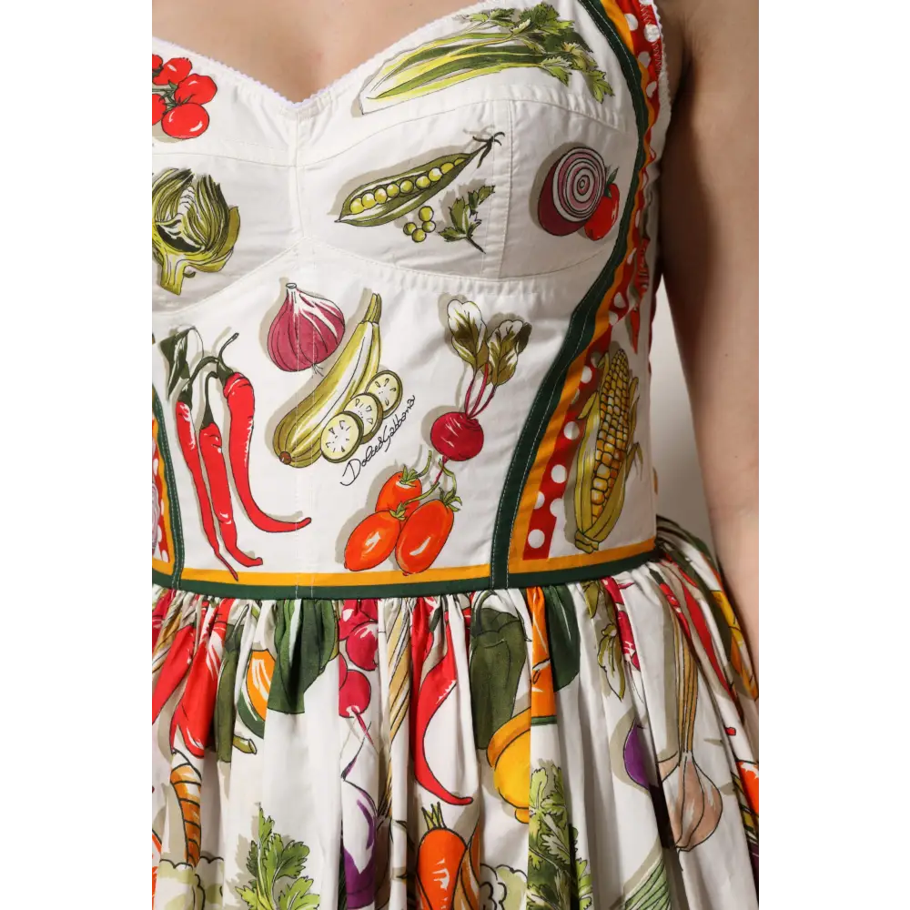 Dolce & Gabbana hvidt ærmeløst kjole med grøntsagstry k