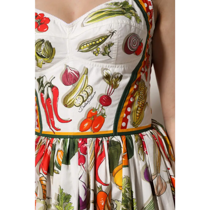 Dolce & Gabbana hvidt ærmeløst kjole med grøntsagstry k