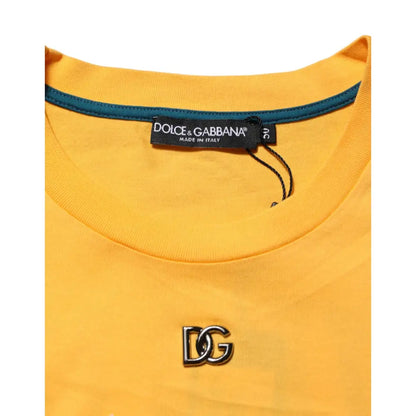 Dolce & Gabbana Yellow Secret Graden Floral Cotton CrewNeck T-shirt