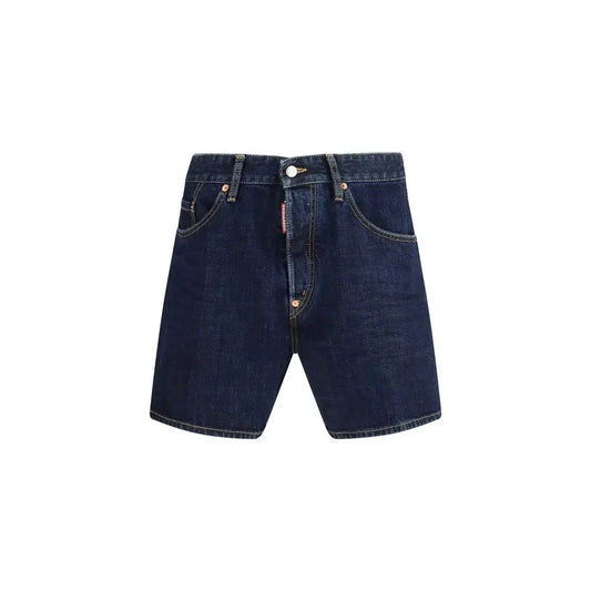 Dsquared² blå bomuld Bermuda shorts i mørkeblå denim med kontrast-søm