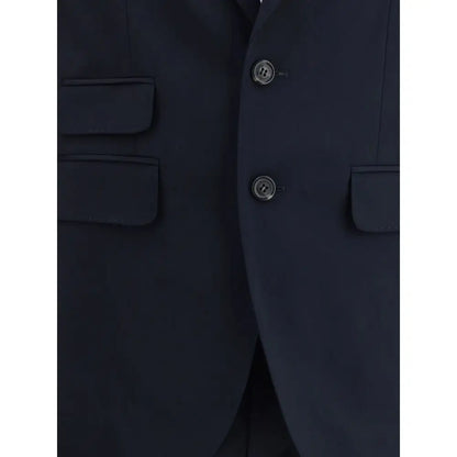 Dsquared² London suit: navy blue wool jakke med sølvknapper og flap-lommer