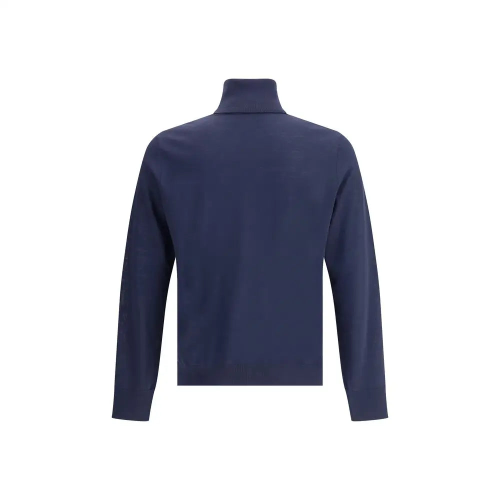 Dsquared² navy blue turtleneck sweater, 100% originale brands fra outlet mærkevarer