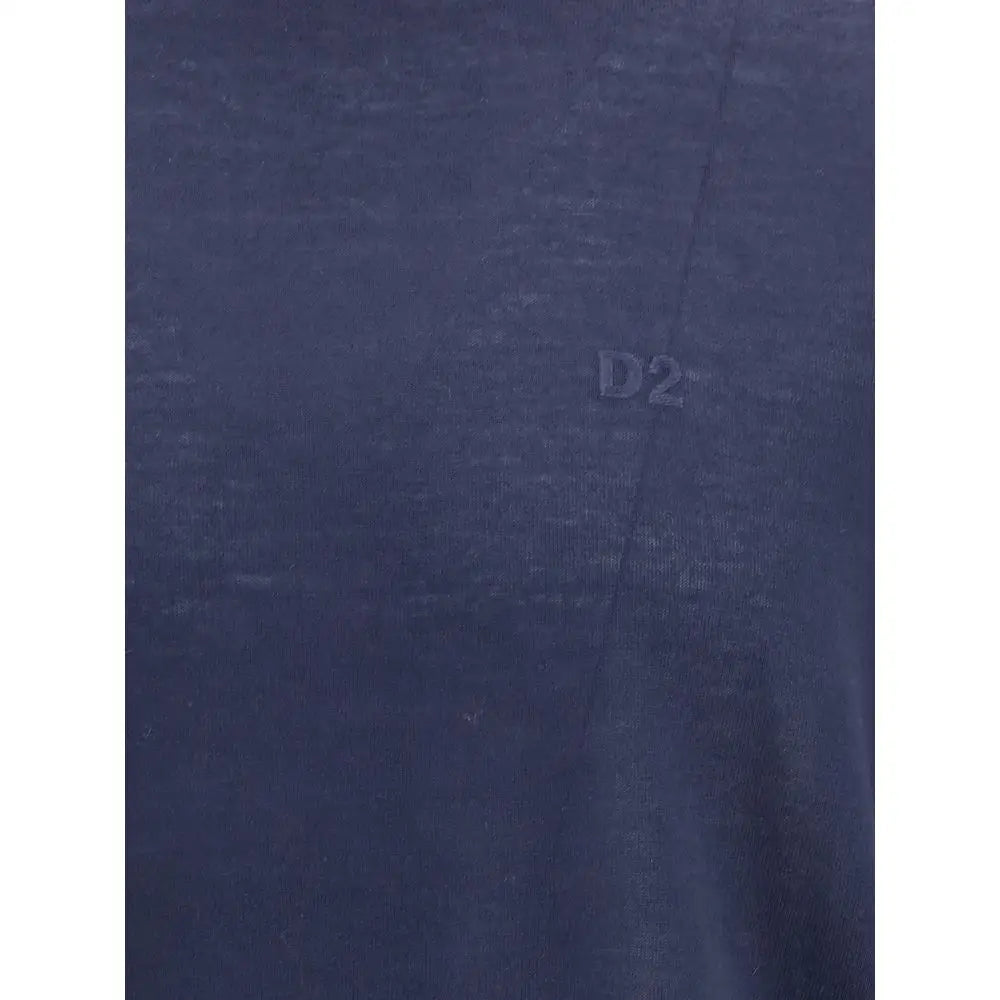 Dsquared² turtleneck sweater i mørkeblå D2-stof med teksturfinish. 100% originale brands