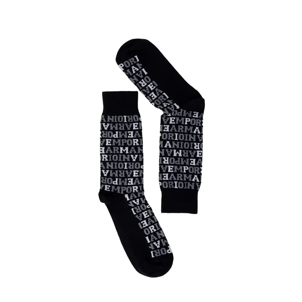 Emporio Armani Underwear Black Cotton Sock - One Size - Sokker