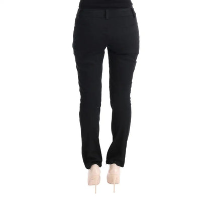 Ermanno Scervino Black Cotton Slim Fit Casual Pants