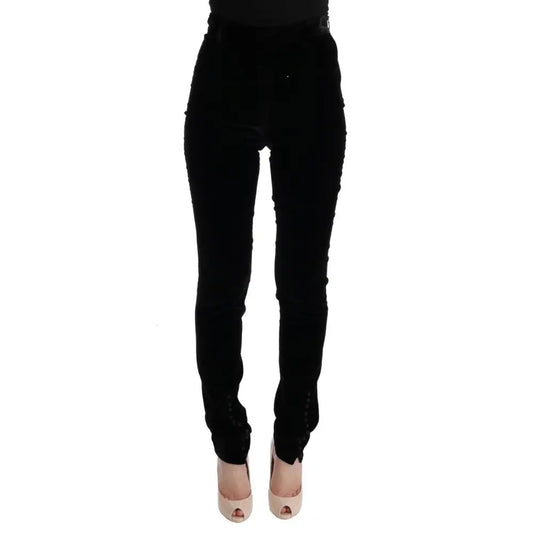 Ermanno Scervino Black Velvet Slim Fit Pants