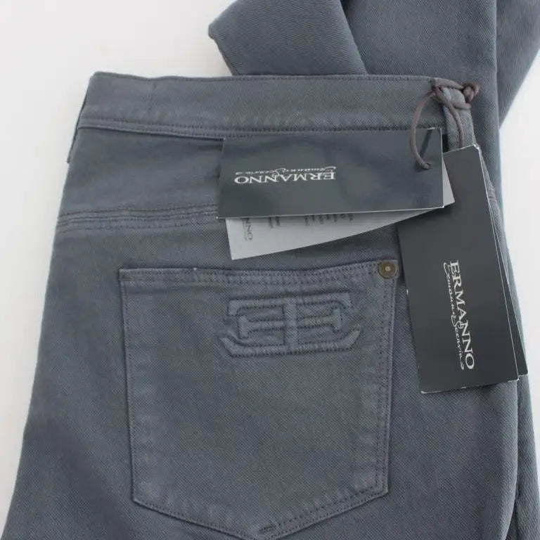 Ermanno Scervino Blue Cotton Blend Slim Fit Bootcut Jeans