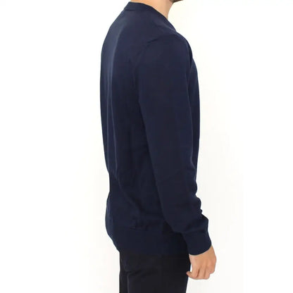 Ermanno Scervino Blue Wool Blend V-neck Pullover Sweater