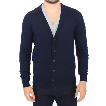 Ermanno Scervino Blue Wool Cashmere Cardigan Pullover Sweater
