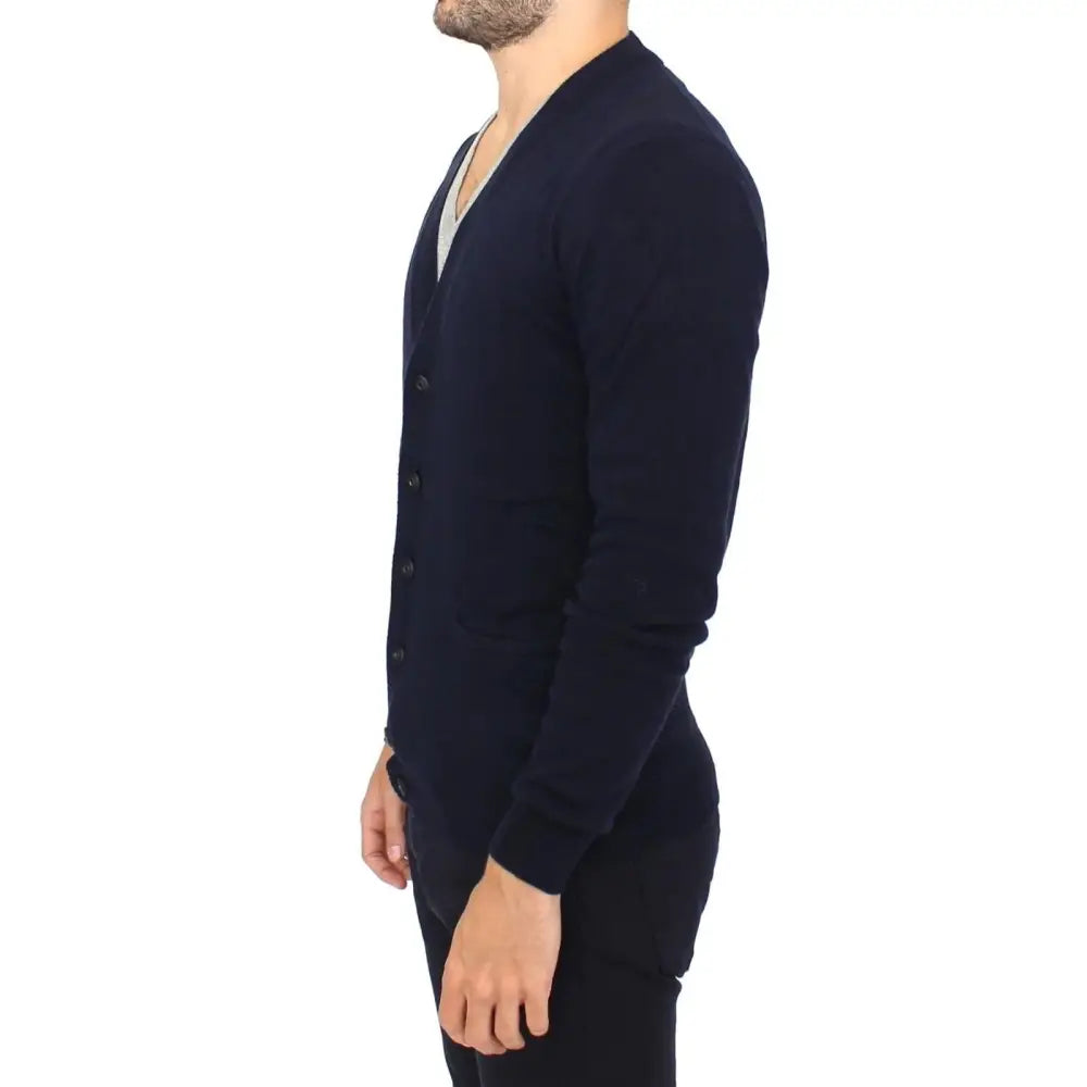Ermanno Scervino Blue Wool Cashmere Cardigan Pullover Sweater
