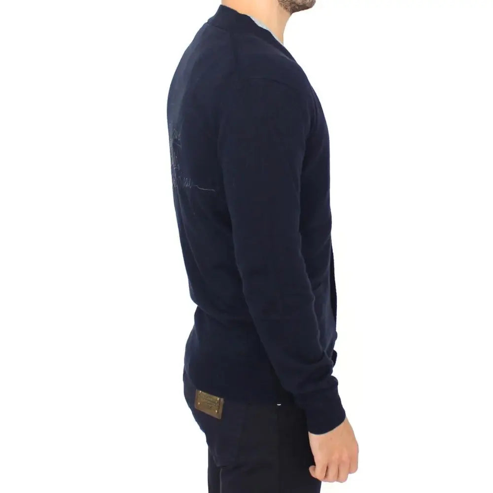Ermanno Scervino Blue Wool Cashmere Cardigan Pullover Sweater
