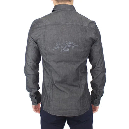 Ermanno Scervino Denim Jeans Cotton Casual Gray Stretch Shirt
