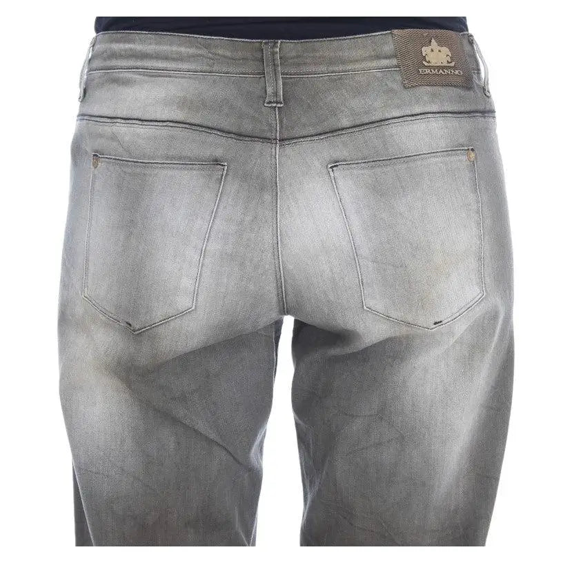 Ermanno Scervino Gray Cotton Blend Loose Fit Boyfriend Jeans