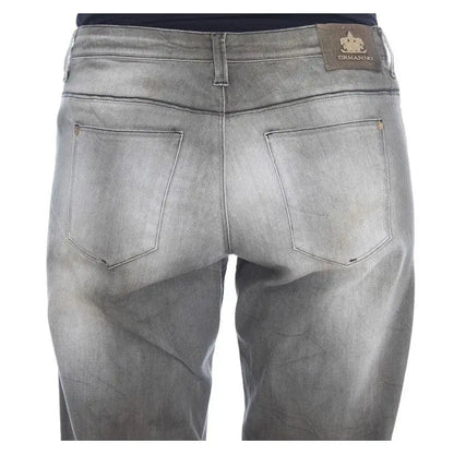 Ermanno Scervino Gray Cotton Blend Loose Fit Boyfriend Jeans