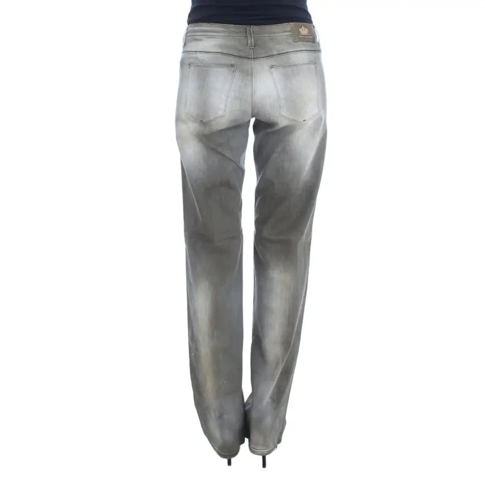 Ermanno Scervino Gray Cotton Blend Loose Fit Boyfriend Jeans