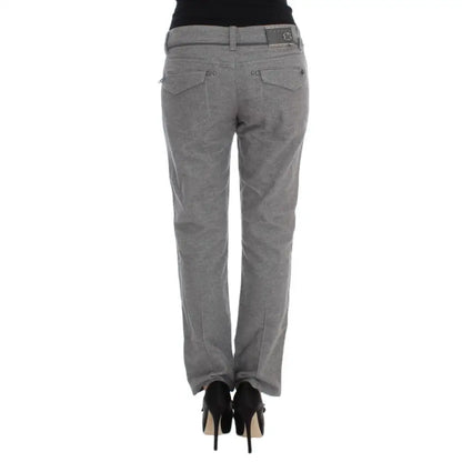 Ermanno Scervino Gray Cotton Straight Fit Casual Pants
