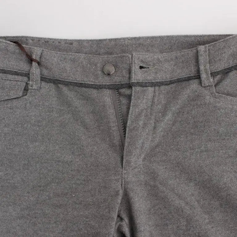 Ermanno Scervino Gray Cotton Straight Fit Casual Pants