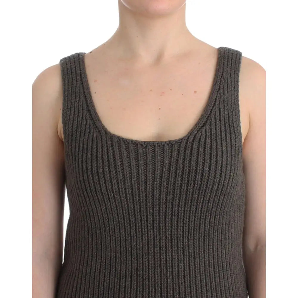 Ermanno Scervino Gray Knit Top Knitted Sweater Merino Wool