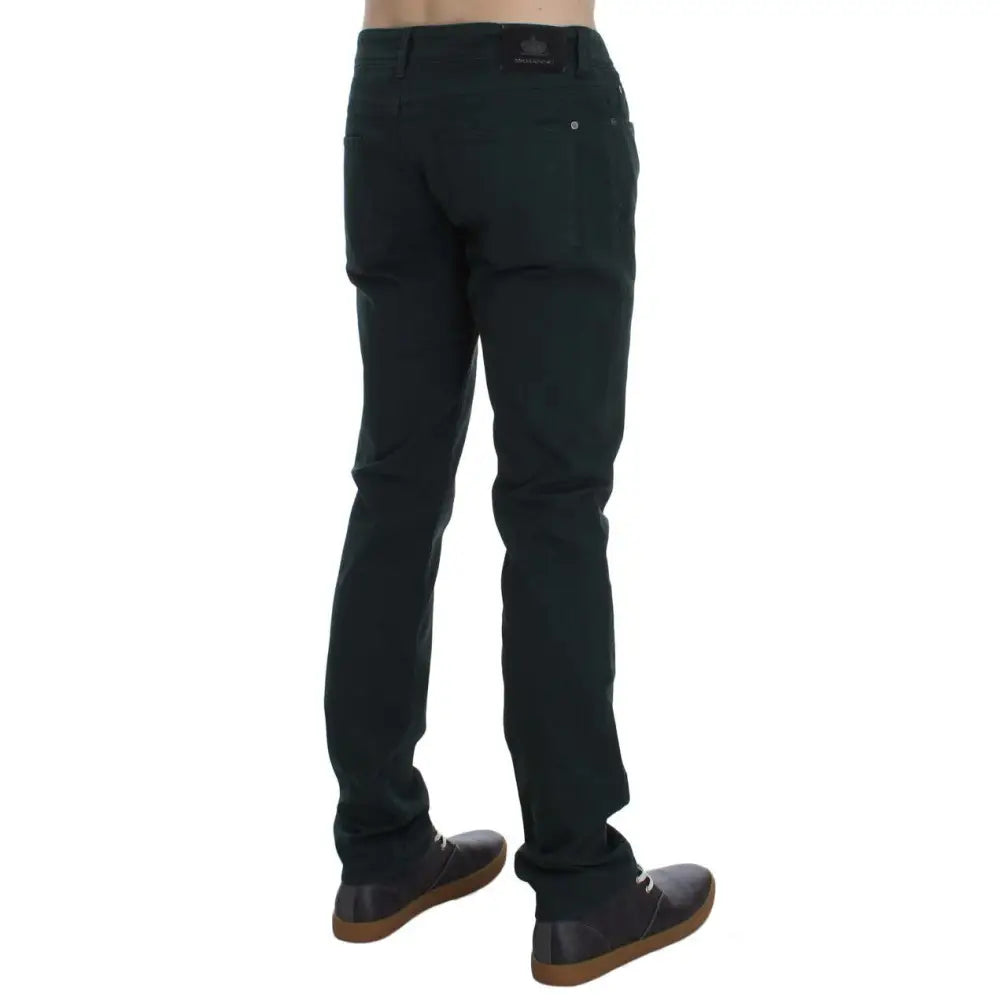 Ermanno Scervino Green Cotton Denim Stretch Straight Fit Jeans