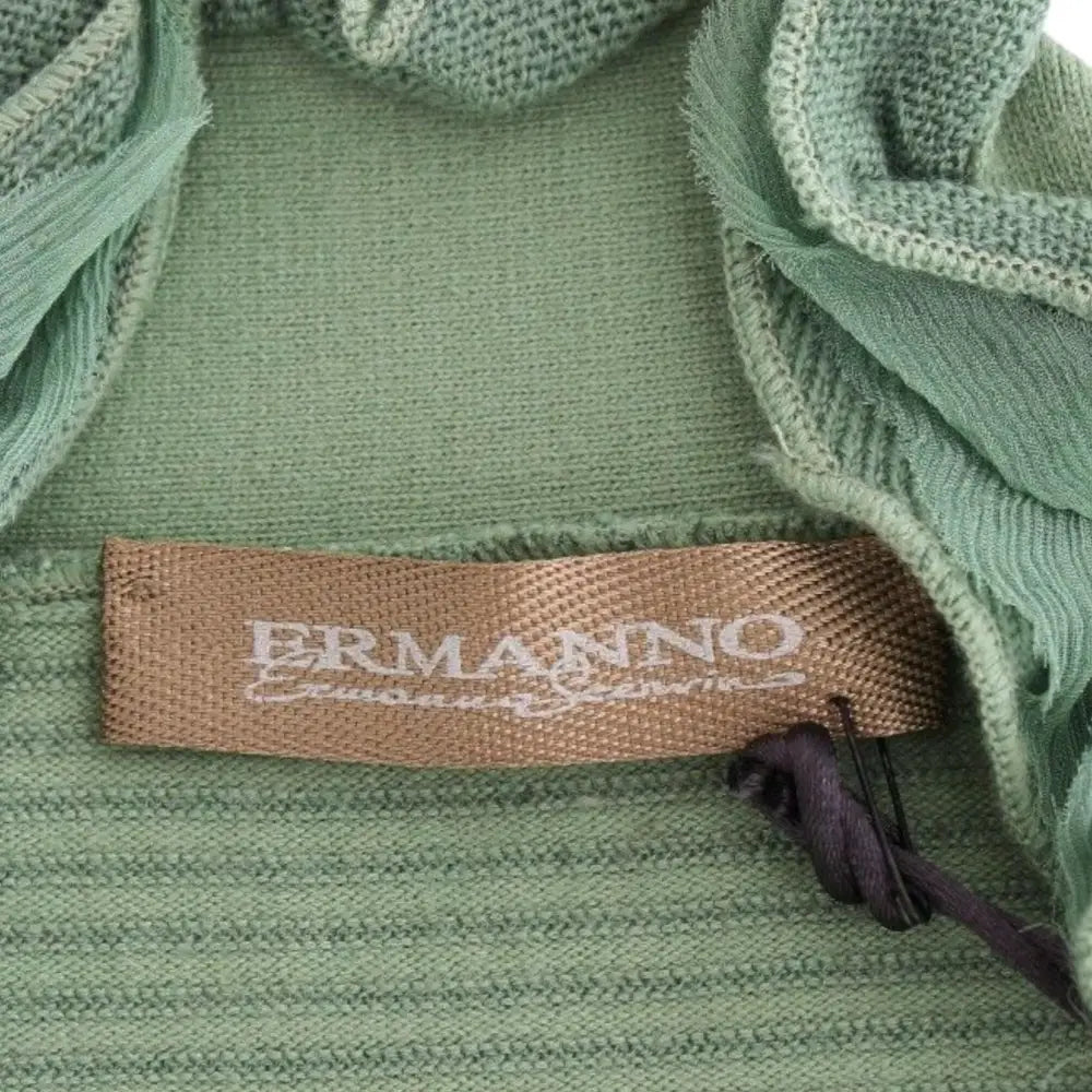 Ermanno Scervino Green Wool Blend Striped Long Sleeve Sweater