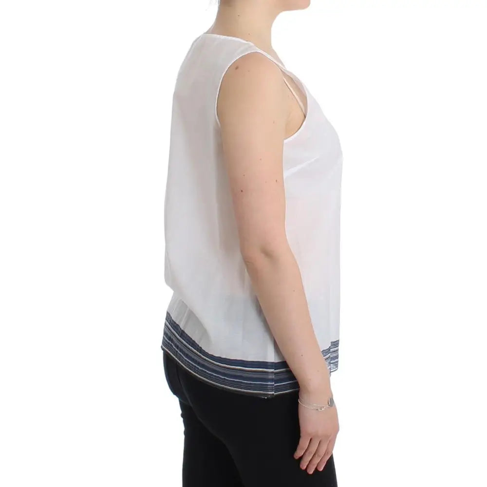 Ermanno Scervino White Blue Top Blouse Tank Shirt Sleeveless