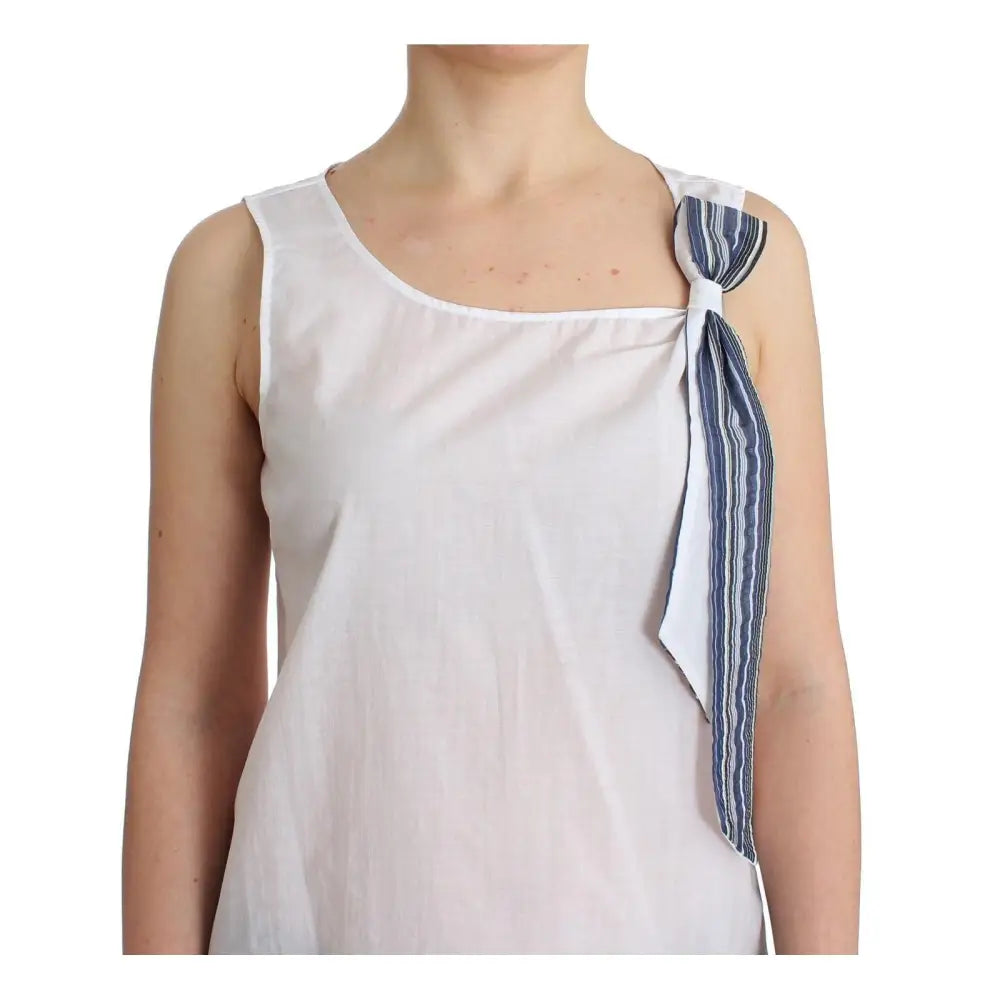 Ermanno Scervino White Blue Top Blouse Tank Shirt Sleeveless