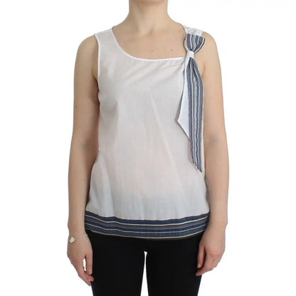 Ermanno Scervino White Blue Top Blouse Tank Shirt Sleeveless