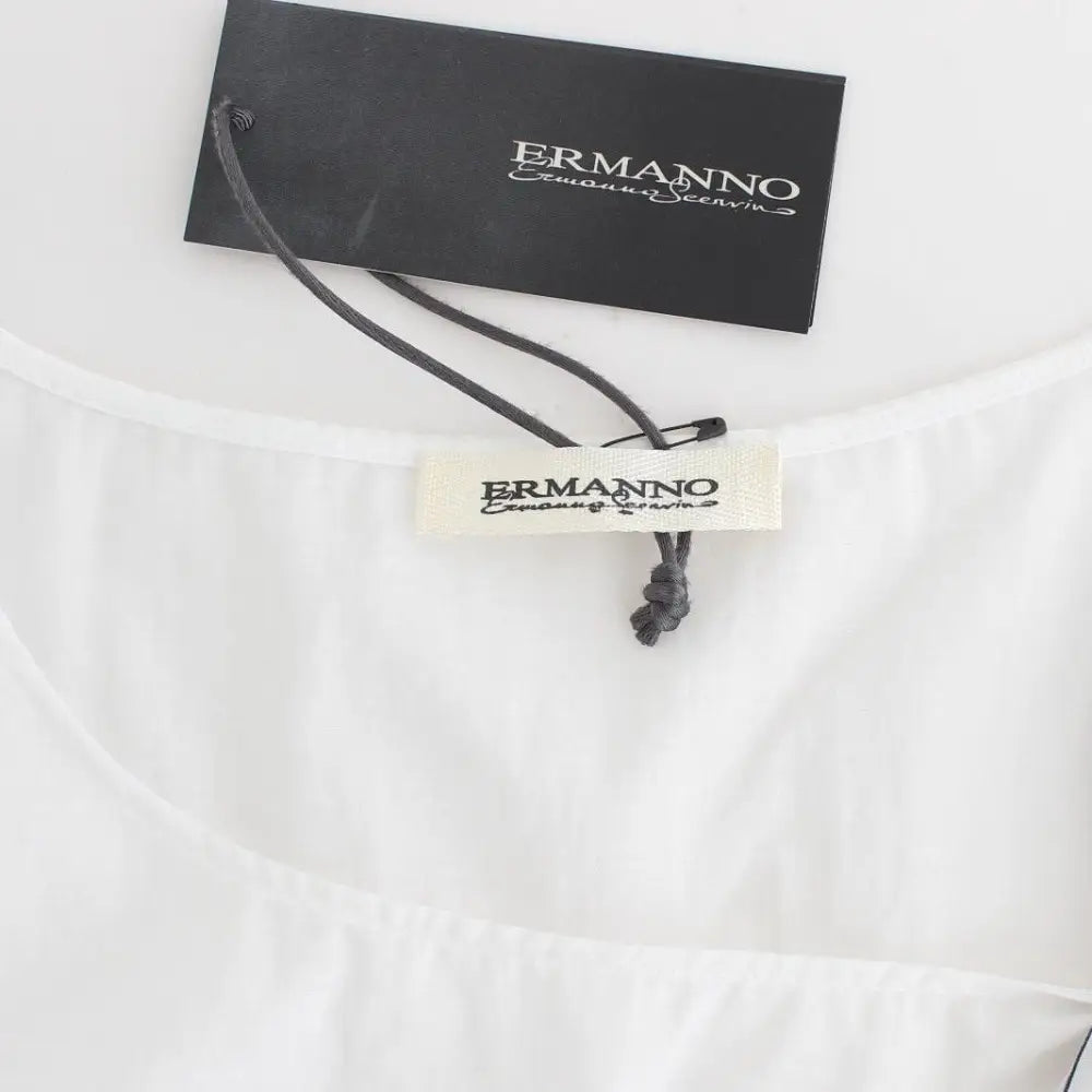 Ermanno Scervino White Blue Top Blouse Tank Shirt Sleeveless