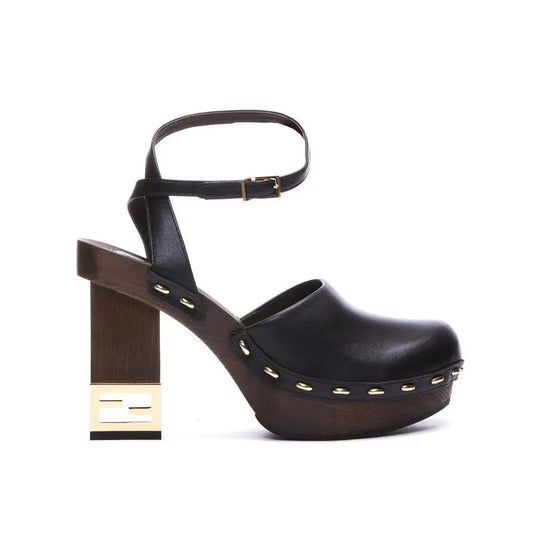 Fendi Black Calfskin Clogs - Højhælede sko