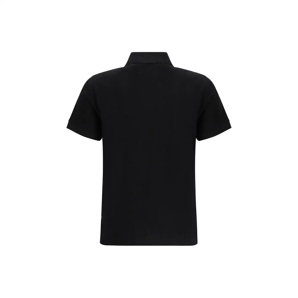 Fendi black cotton polo shirt med kortærmet design og klassisk krave