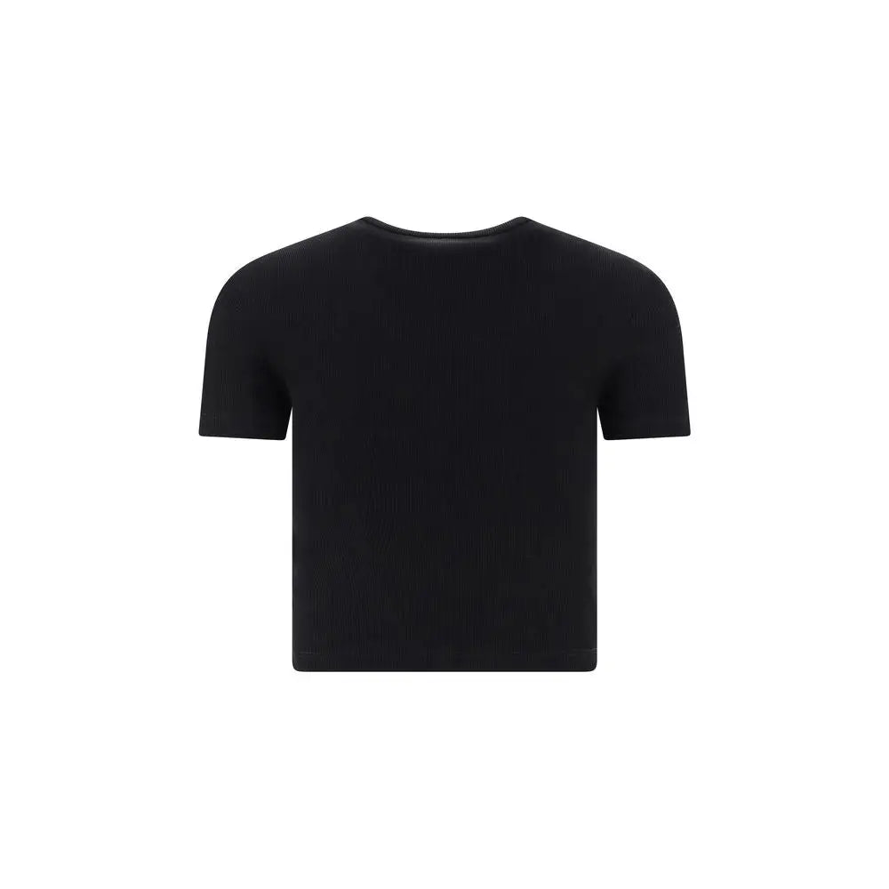 Fendi sort bomuld T-shirt med rund hals fra outlet mærkevarer