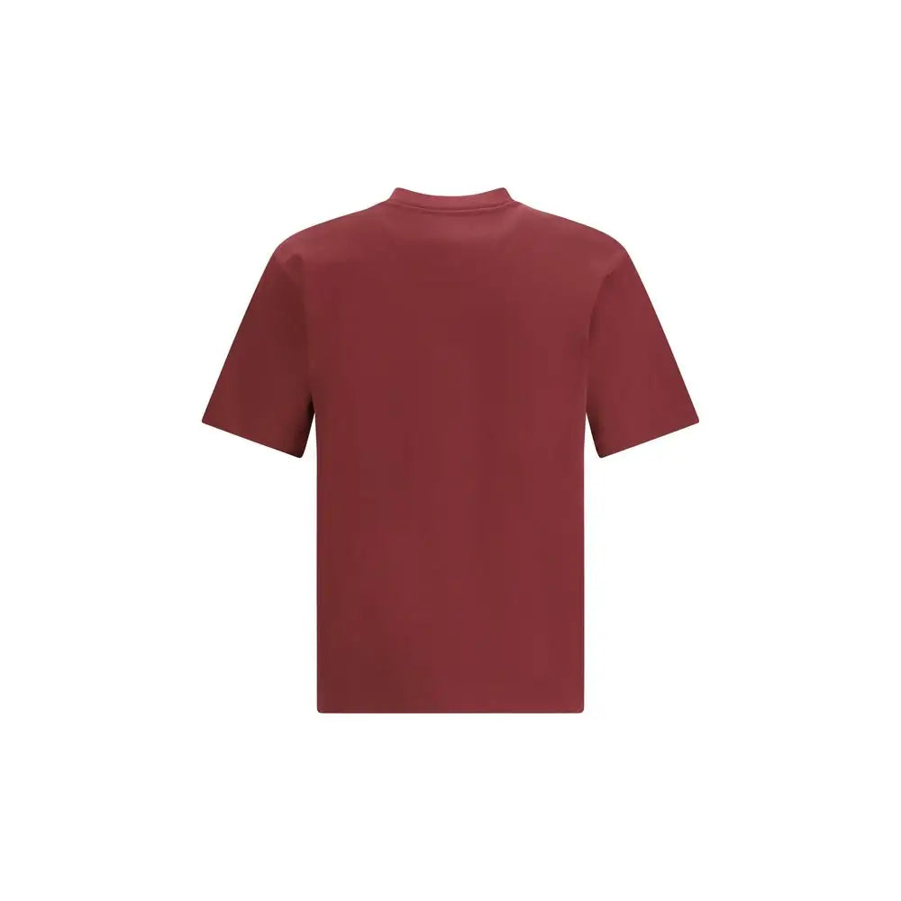 Minimalist Fendi Bordeaux cotton t-shirt i maroon med crew neck