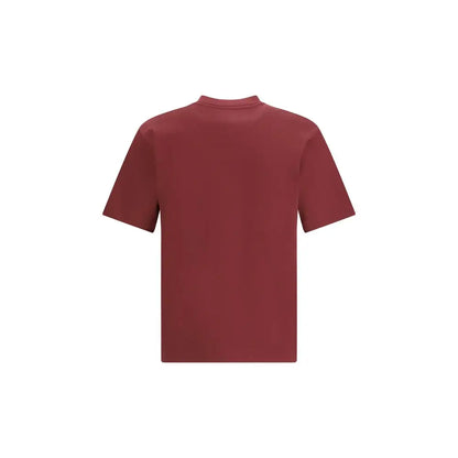 Minimalist Fendi Bordeaux cotton t-shirt i maroon med crew neck