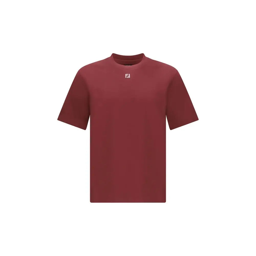 Minimalist Fendi Bordeaux cotton T-shirt with subtle white logo