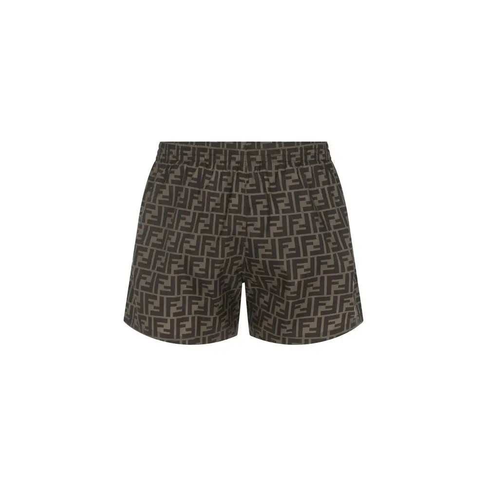 Fendi brun farvet ff monogram swim shorts i polyester