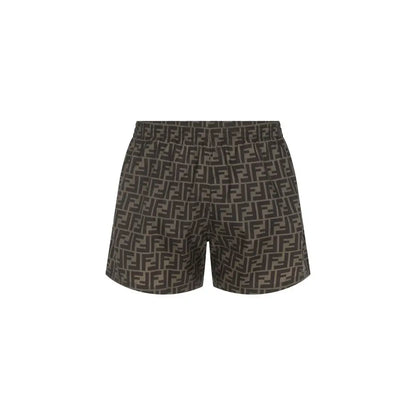 Fendi brun farvet ff monogram swim shorts i polyester