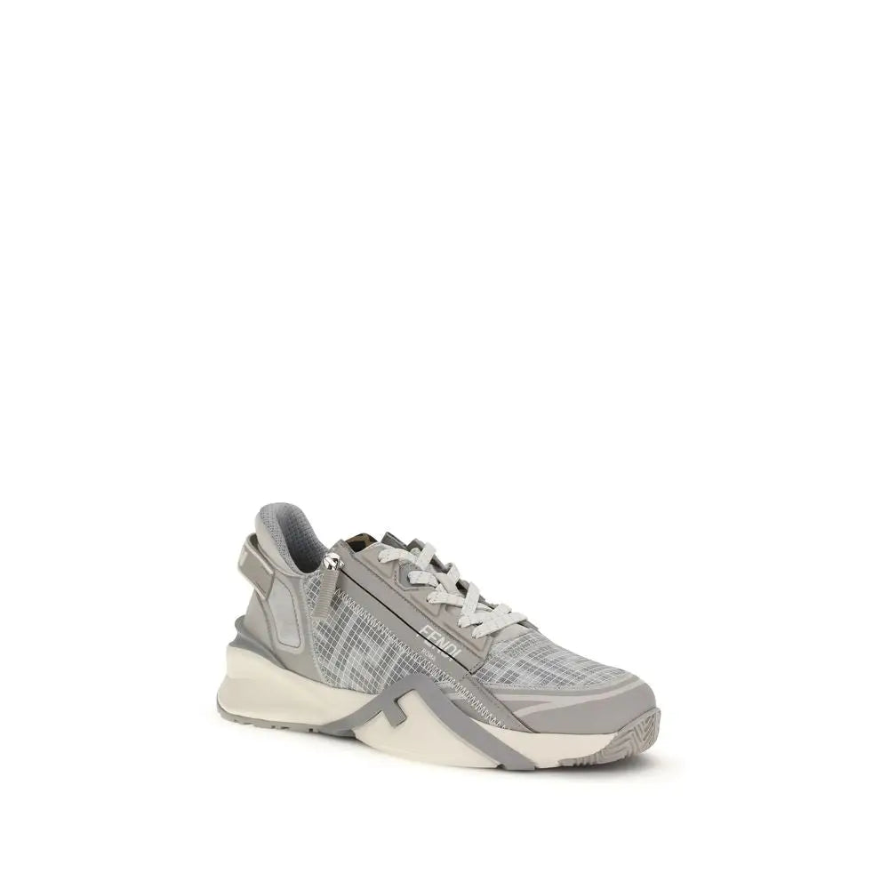 Grå Fendi kalveskind Bos Taurus sneakers med mesh-overdel og hvid sål