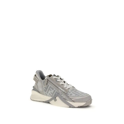 Grå Fendi kalveskind Bos Taurus sneakers med mesh-overdel og hvid sål