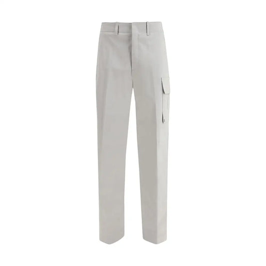 Fendi silver cotton cargo pants i lys grå med ret snit og synlige side-lommer