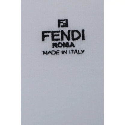 Fendi white cotton t-shirt med hvidt læderetikette