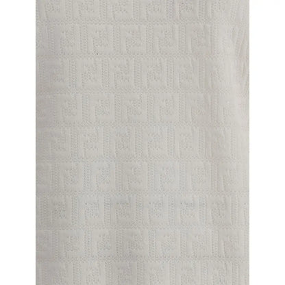 Fendi hvid viskose t-shirt med gentagende FF-logo mønster