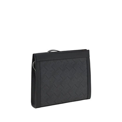 Ferragamo sort polyethylen clutch med embosset diamantmønster og topbær
