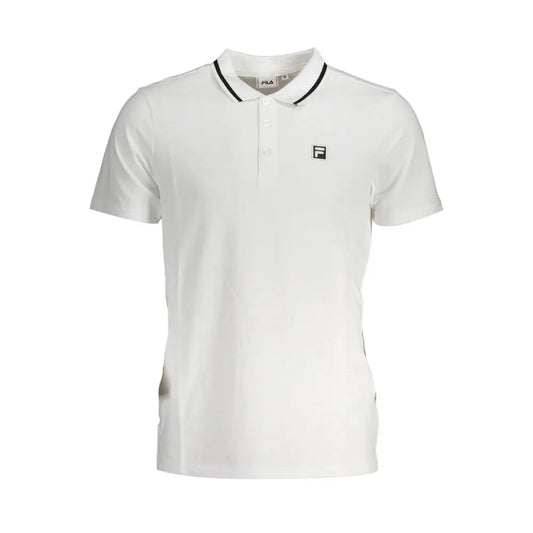 Fila white cotton polo shirt med sort trim og logo
