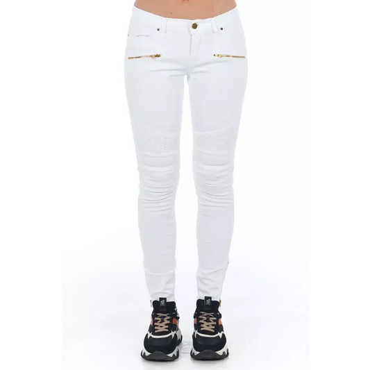 Frankie Morello White Cotton Women Jeans