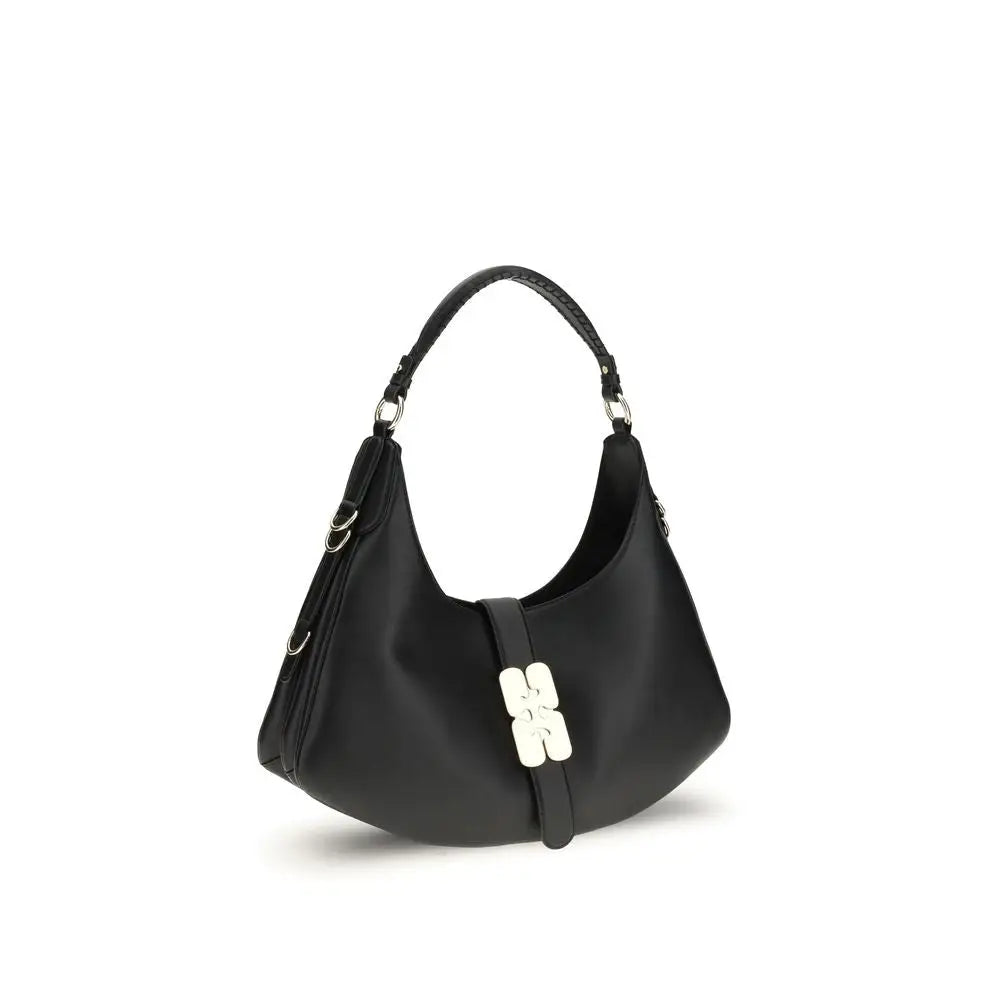 Ganni Black Calf Leather Bos Taurus Shoulder Bag - Skuldertasker