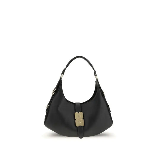Ganni Black Calf Leather Bos Taurus Shoulder Bag - Skuldertasker