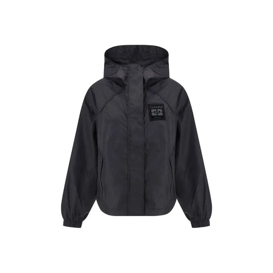 Ganni Black Nylon Shell Jacket - Jakke